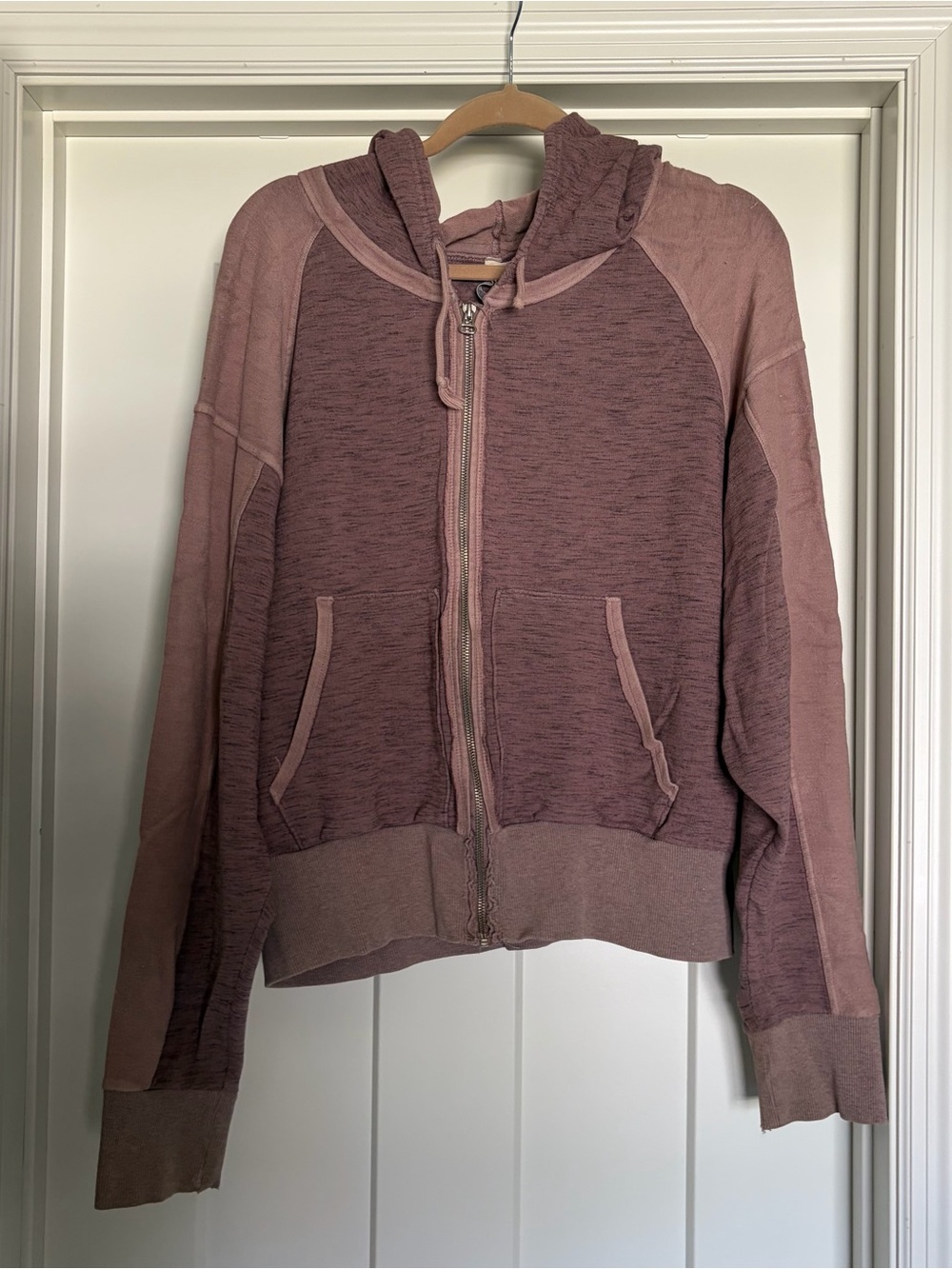 Free people heathered pink mauve  hoodie size large